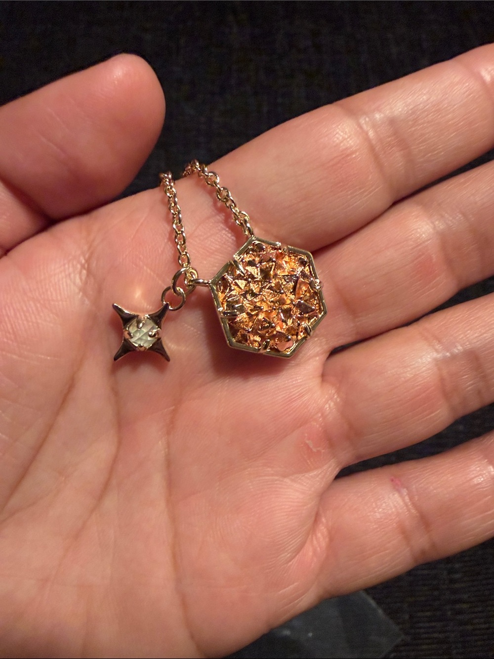 Kendra Scott vintage gold sheen obsidian Pendant Necklace with Star Charm - Picture 2 of 3